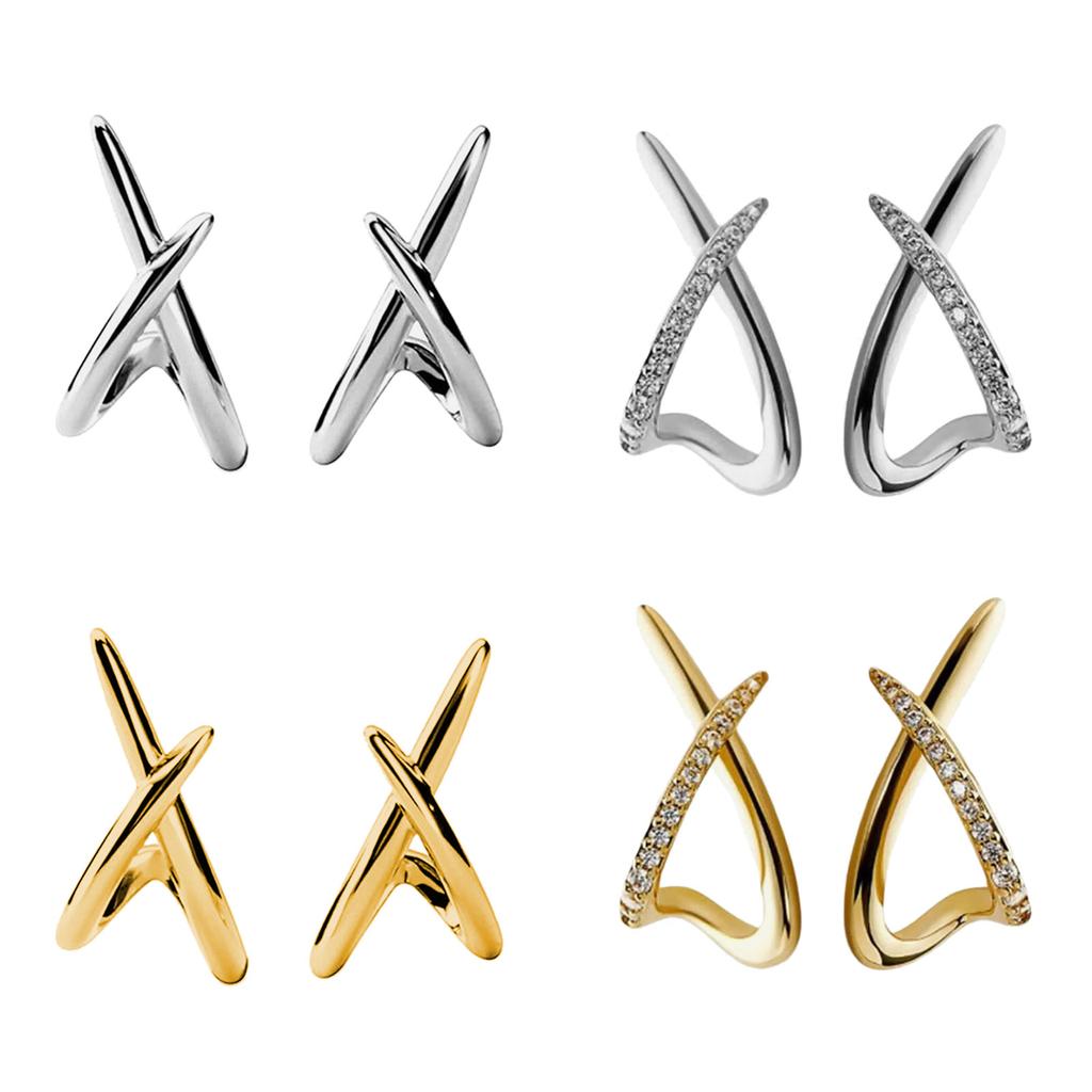 Elegant Crosses Design Studs Earrings Jewelry For Women With Gold or Silver Plated Finish And Hypoallergenic Comfort