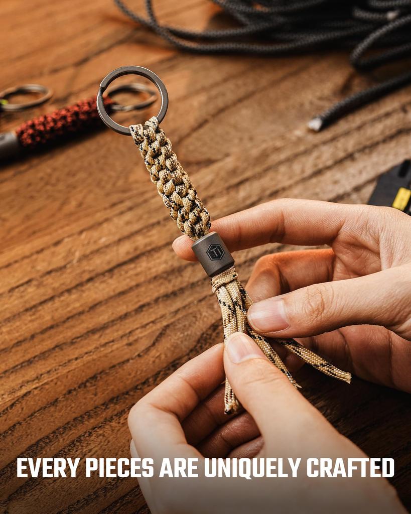 KC02 Плетеный паракорд 550 паракорд с титановыми бусинами и ключом Идеально подходит для складного 1 шт. [KeyUnity] Брелок для ключей, 2-цветное кольцо, Ножи, Легкий,