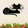 Black Metal Cat Wall Art 11.81 inch Iron Sculpture Indoor Outdoor Garden Patio Living Room Balcony Decor No Power Required Home Statue