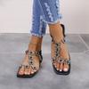 Large Size Elastic Band Rhinestone Flat Sandals Women's Butterfly I-shaped Beach Sandals