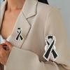 1/3/5Pcs Black Rhinestones Ribbon Brooch Funerals Memorial Pin For Woman Men Suit Dress Shirt Accessories Mourning Badge