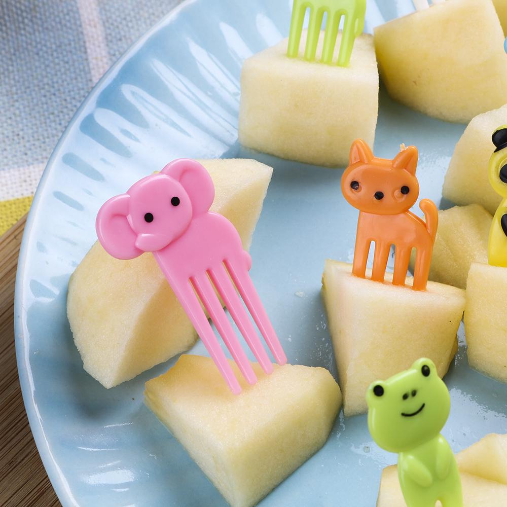 HILIFE for Children Bento Lunches Toothpick Party Decor Cute Mini Cartoon 10pcs/pack Animal Farm Fruit Fork Snack Cake Dessert Food Fork