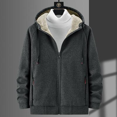 Hoodies Men Winter Fleece Thickened Sweatshirts Plus Size Hood Jackets Male Fleece Coats Men's Lamb Fleece Cardigan Hoodie