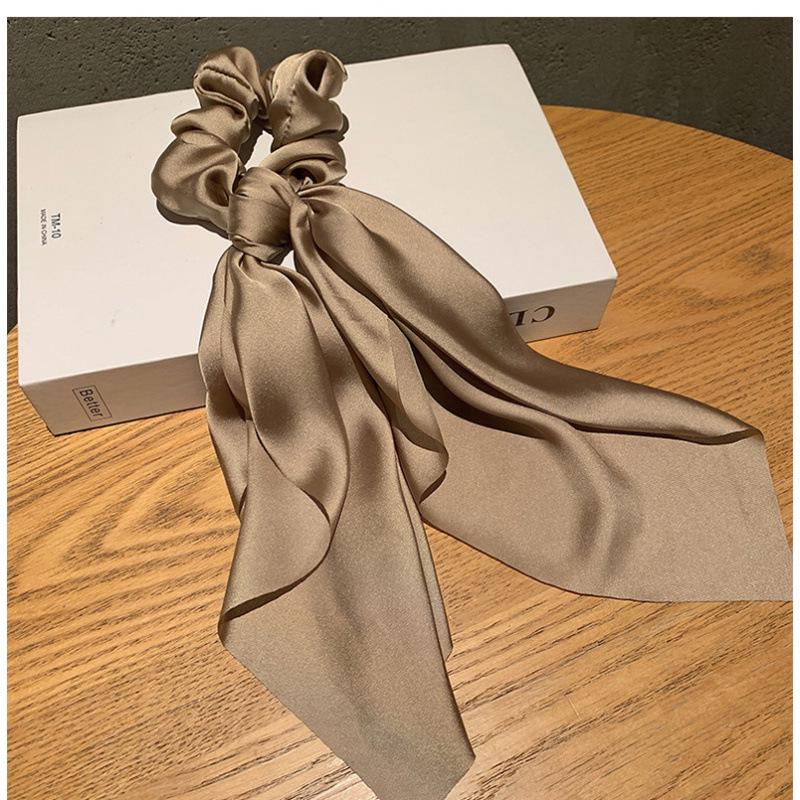 2025 Korean Style Satin Bow Silk Scarf Hair Tie Rubber Band