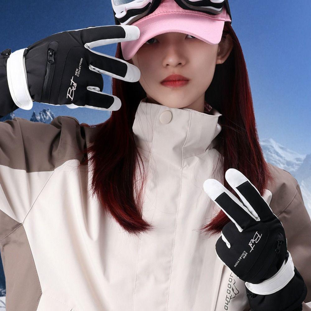 Card Holder Winter Ski Gloves with Storage Bag Thicken Gloves Outdooor