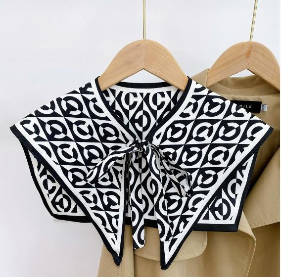 New Design Floral Shawl Fake Collar Women Detachable Collars Big Lapel False Collar Shoulder Wrap Scarf Clothing Accessories