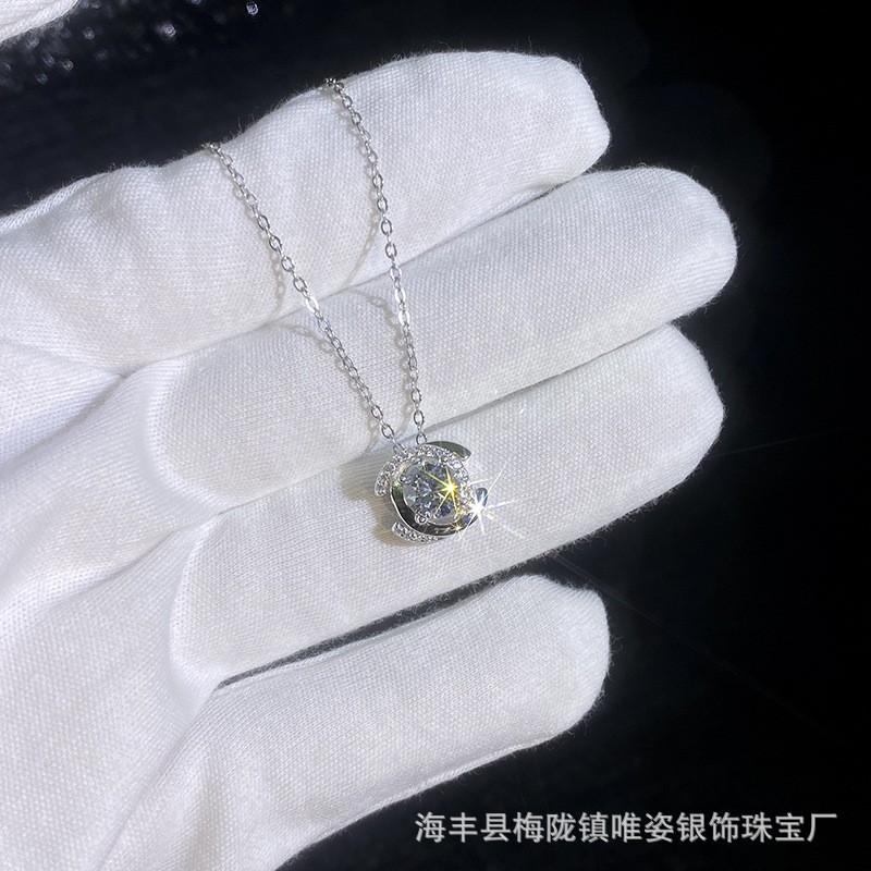 1ct Moissanite Pendant Necklace Cross Chain Chic Style Daily Wear Women