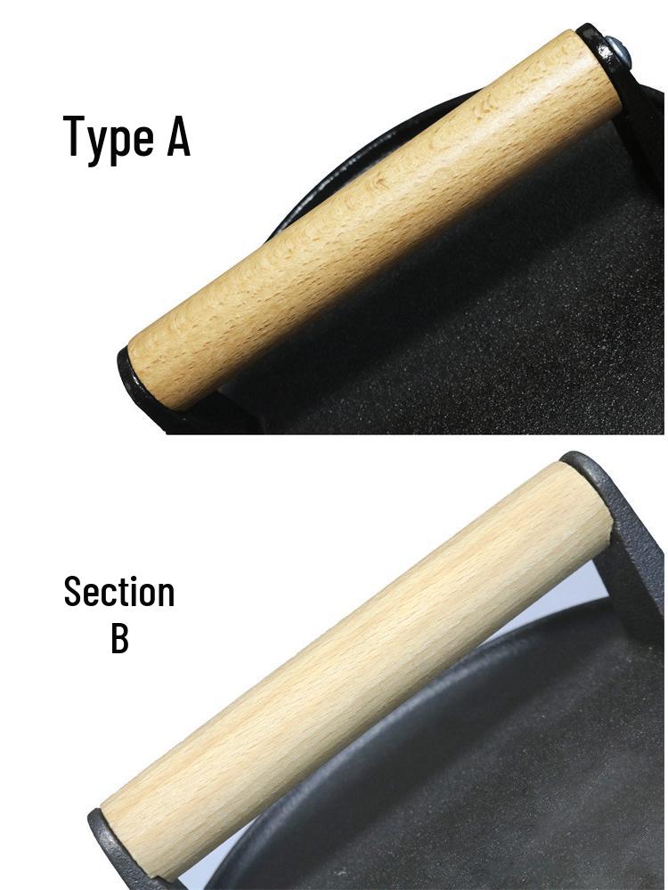 Wooden Handle Cast Iron Meat Press for Steaks and Hamburgers