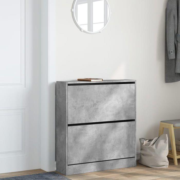 VidaXL Armoire à chaussures gris béton 80x21x87,5 cm bois d'ingénierie 839920
