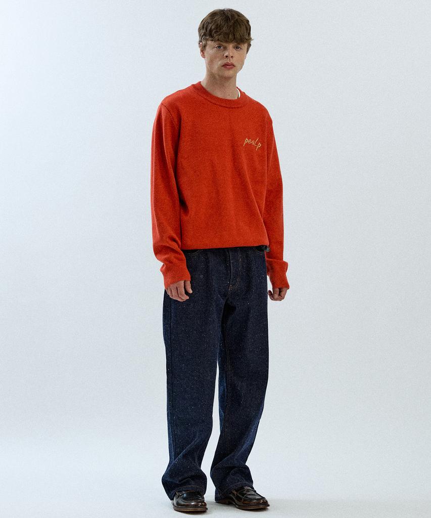 Pilpeu Hand-Embroidered Logo Knit Sweater 20(Orange)