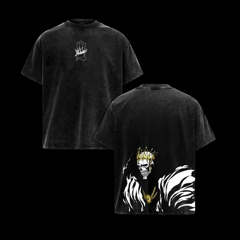 Hot Anime BLEACH Baraggan Louisenbairn Graphic Tee Men Short Sleeve Clothing Washed Cotton Tshirt Casual T-shirt Vintage T Shirt