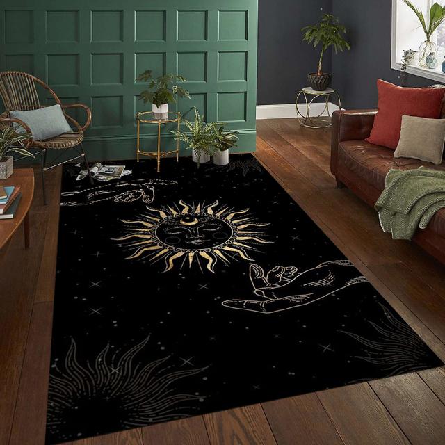 Gothisches Schlafzimmer Tarot Mond Sonne Teppich für Wohnzimmer Heimdekoration Schlafzimmer Bettseite Fußmatte Hexe Gothischer Teppich Heimteppich