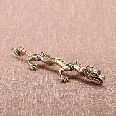 Zodiac Dragon Ornament Antique Bronze Beard Dragon Statue Vintage Brass Animal Miniature Figurines Desk Decor Crafts
