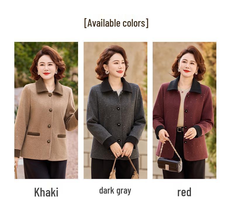 Women's Spring Woolen Lapel Coat - Stylish Thin Cardigan for Mothers
