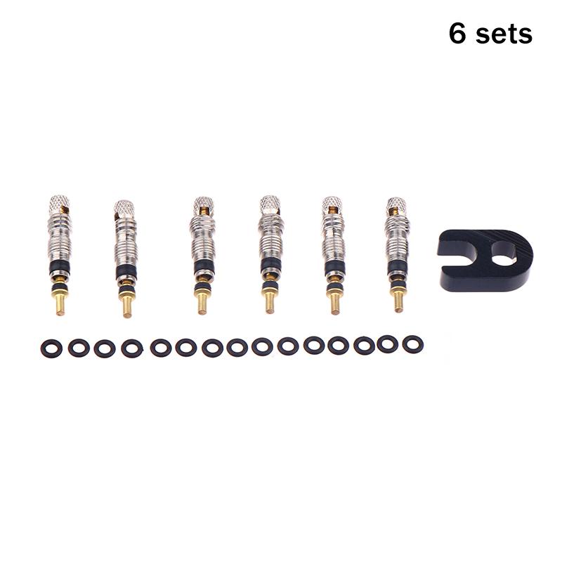 1Set Brass Presta Valve Core Set 2/6/12Pcs Mountain Bike Road Bike Tube Replacement Presta Valve Core French Air Pump Tool