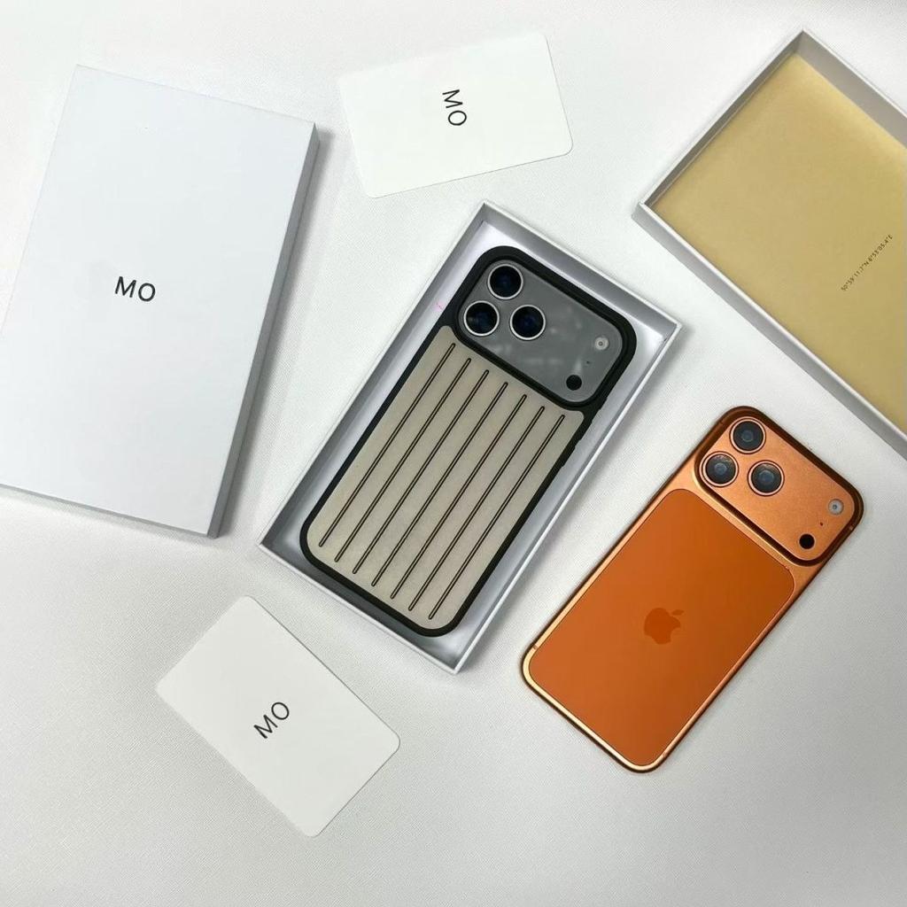 INS Unique Creativity for RIMOWA Business Luggage Case for IPhone 17 Pro Max 16 15 14 13 3D Corrugated Stripe Stylish Aluminum Alloy Anti-drop Cover