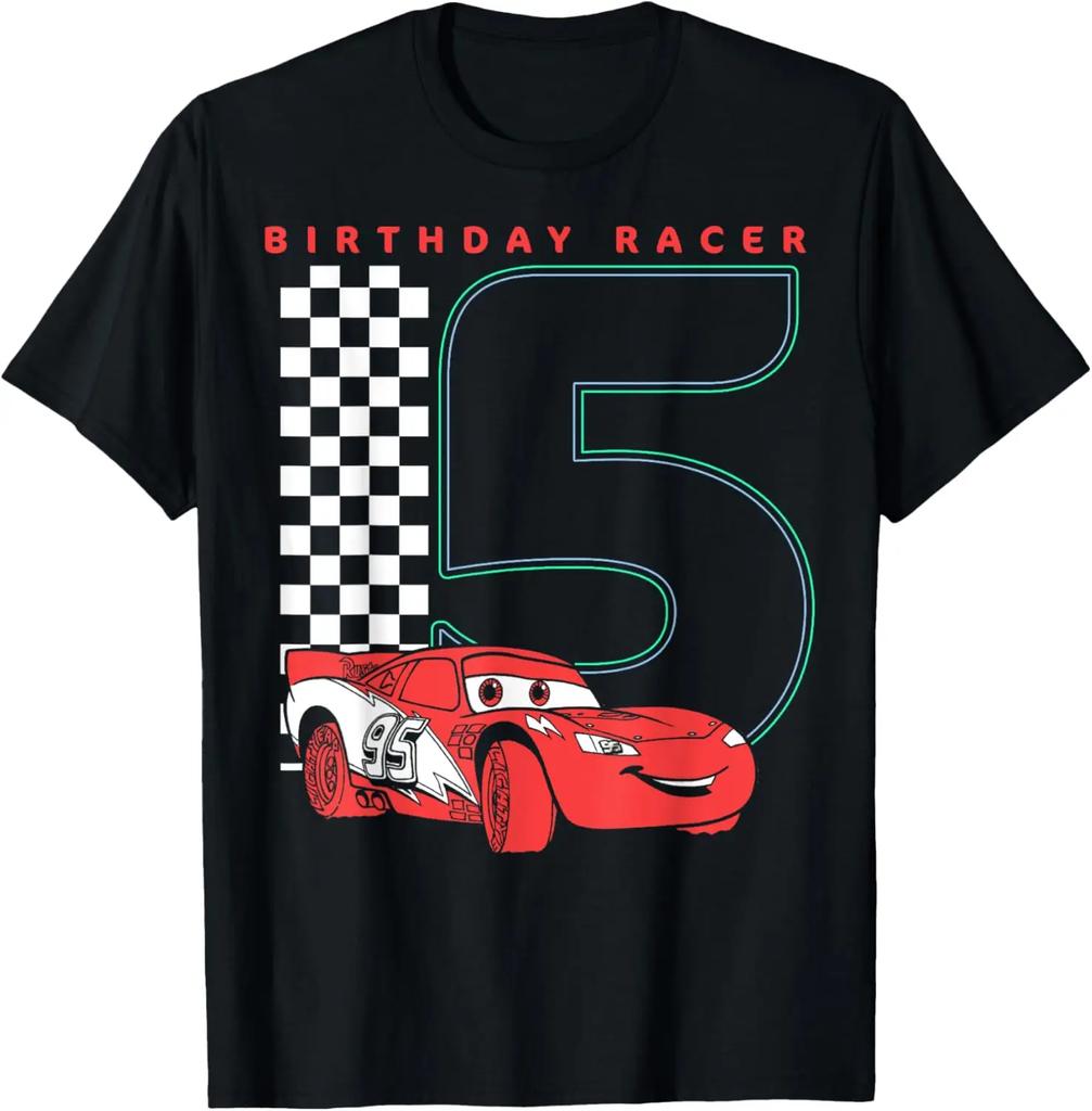 Disney Pixar Cars Lightning McQueen 2 3 4 5. Geburtstag Wettbewerb Kurzarm T-Shirt Sommer Baumwolle Herren Damen T-Shirts Paar Unisex