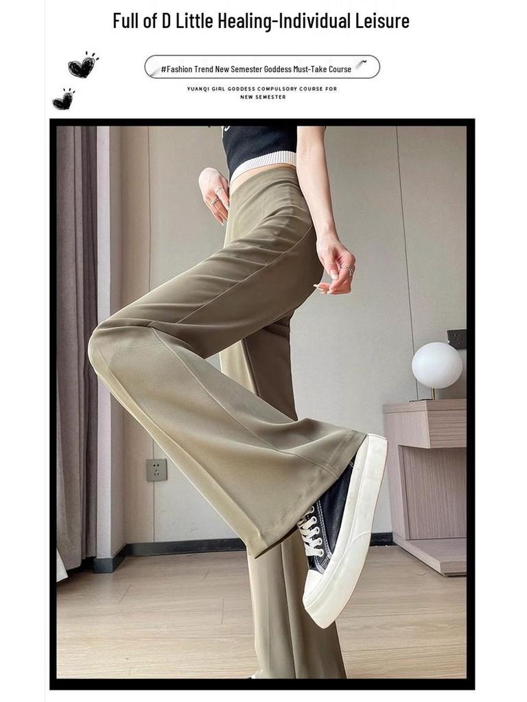 High Waist Micro Flare Wide Leg Pants for Women - Summer 2025 Slimming Draped Style
