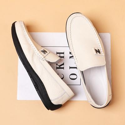 The First Layer of Cowhide Summer New Men's Beanie Shoes Genuine Leather Casual Leather Shoes One Pedal Breathable Men's Shoes Single Shoes Shoes