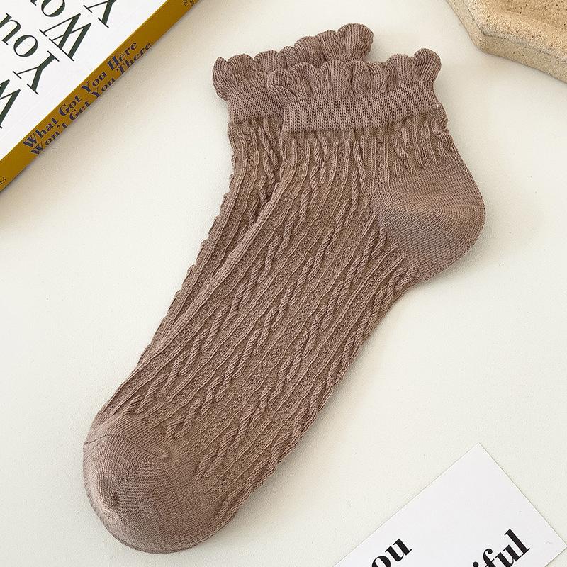 1/6 Paar Damen Spitzen Socken Einfarbig Süße Kringel Niedrige Socken Japanischer JK College Stil Kurze Socken