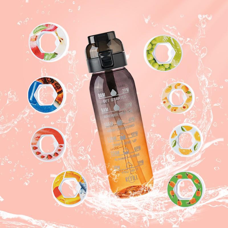 Fruit-Flavored Zero Calorie Water Bottle with Pop-Up Lid and Aroma Ring