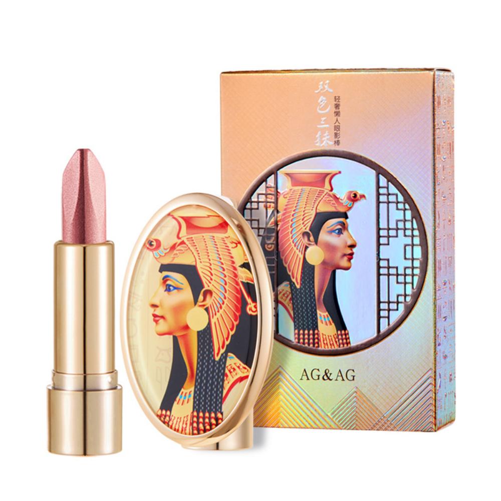 Verlaufender Zweifarben-Lidschattenstift, Ein-Klick-Lidschatten, Perlglänzende Erdfarbe, Nicht leicht abzutragen, Aufhellend