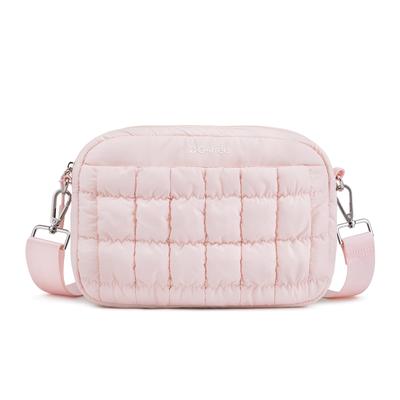 G4Free Leichte Daunen-Umhängetasche für Damen mit kleinem Portemonnaie, lässige gesteppte Clutch, modische Umhängetasche (Rosa)