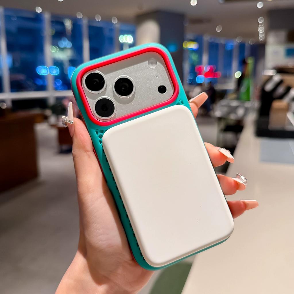 Honeycomb rotating magnetic suction bracket is suitable for iPhone18promax mesh cooling mobile phone case Apple 17 anti-drop PC.