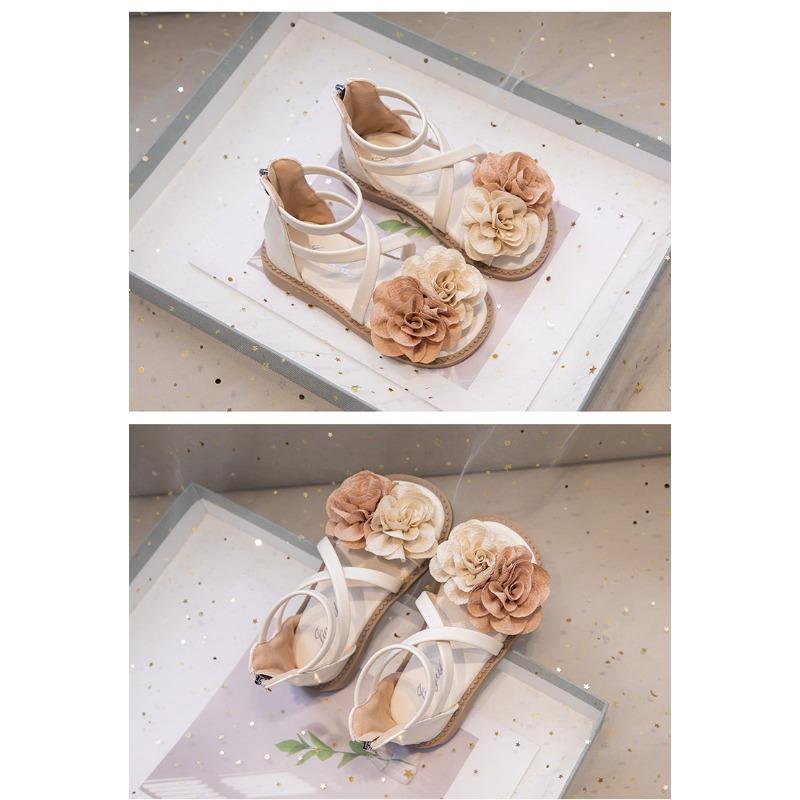 Neue Sommer-Sandalen für Mädchen - Koreanischer Stil, Florale Römische Prinzessinnen-Sandalen, Vielseitige Strandschuhe für Kleine Mädchen