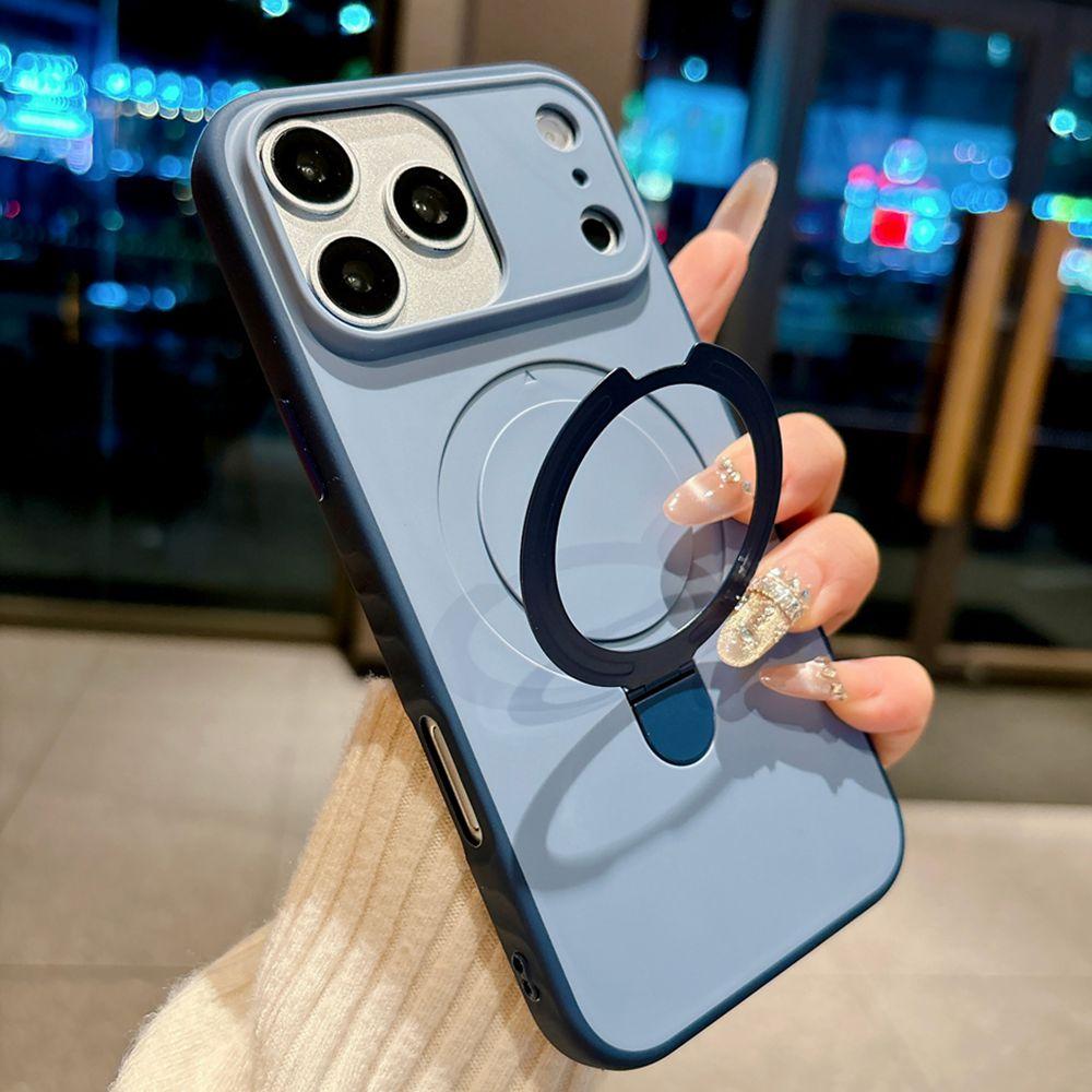 For Magsafe 17 ProMax Case PC TPU Magnetic Stand Holder Bracket Case for iPhone 16 15 14 13 17 Pro Max 16 Plus Hard Armor Cover