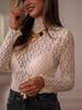 Women's Long Sleeve Lace Mesh Transparent Top - Hyuna Style