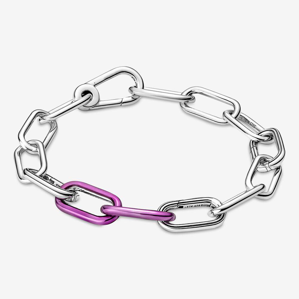 S925 Sterling Silber ME Serie Armband Styling Glänzend Lila Herzförmiges Mittelglied Armband für Frauen Geschenk