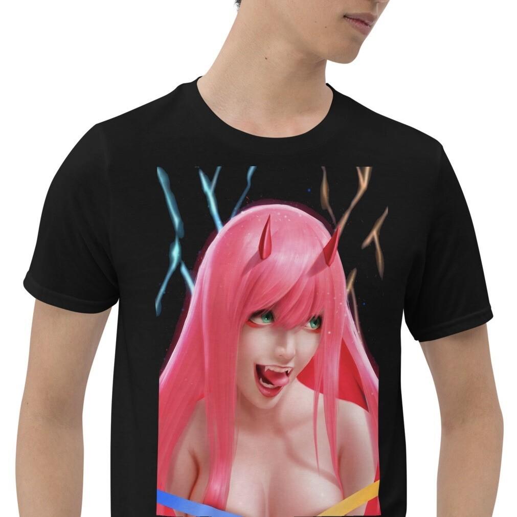 Anime Devil Girl Pink Hair Kawaii Harajuku Short-Sleeve Unisex T-Shirt Mens Womens Tees Top S