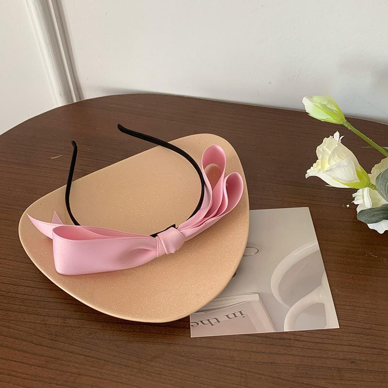 Lystrfac Solid Color Black Ribbon Bow Top Headband for Women Girls Fashion Bezel Female Hair Accessories