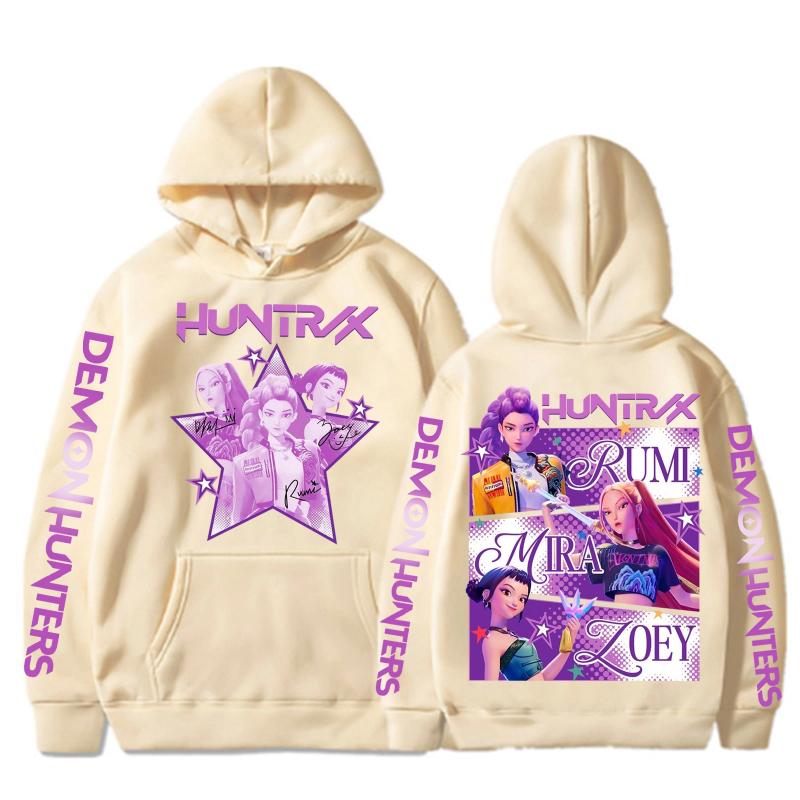 Harajuku Kpop Demon Hunters Graphic Hoodie Mira Rumi Zoey Huntrix Print Hooded Pullover Woman Casual Sweatshirt