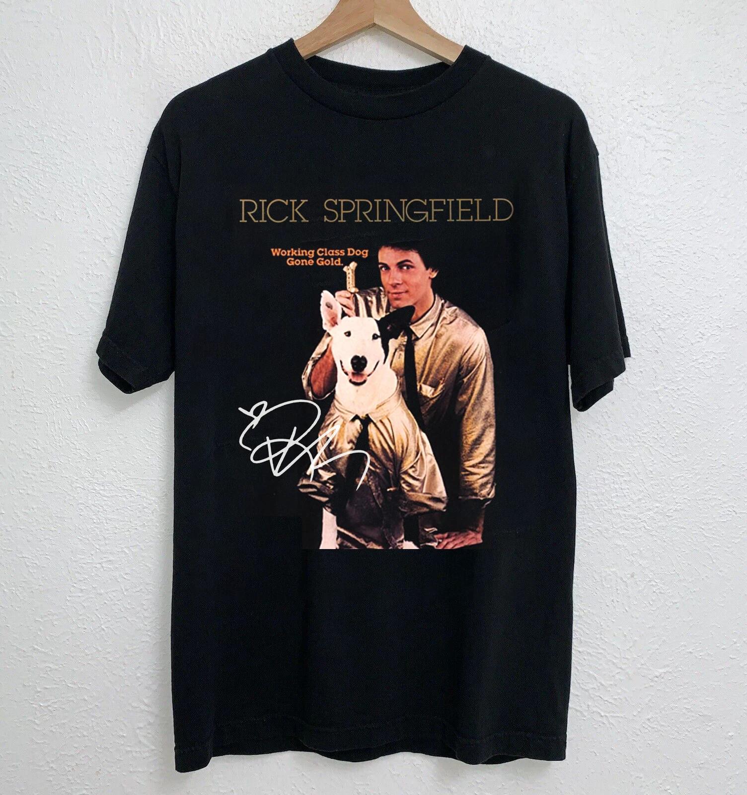 Vtg Working Class Dog Rick Springfield Black S-5XL Unisex Shirt SN096 L