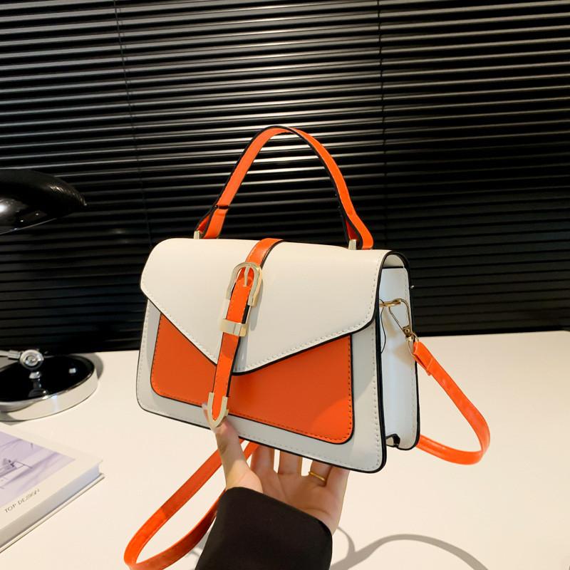 Trendy Chic Women's Small Square Bag Stylish Vintage Crossbody Shoulder Handbag In Brown Orange Blue Green Pu Material