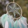 Blue Feathers Star Dream Catcher Handmade Wind Chimes Bedroom Decorations Wall Pendants Window Pendant For Girls Birthday Gifts