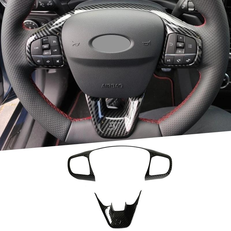 For Ford Focus MK4 Carbon Fiber Look Interior window swtich gear Steering Wheel Headlamp air Switche Button Cover Trim