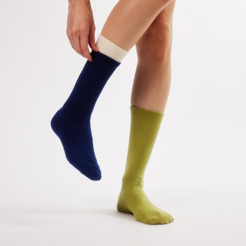 BOCION Midnight Blue Solid Color Long Socks