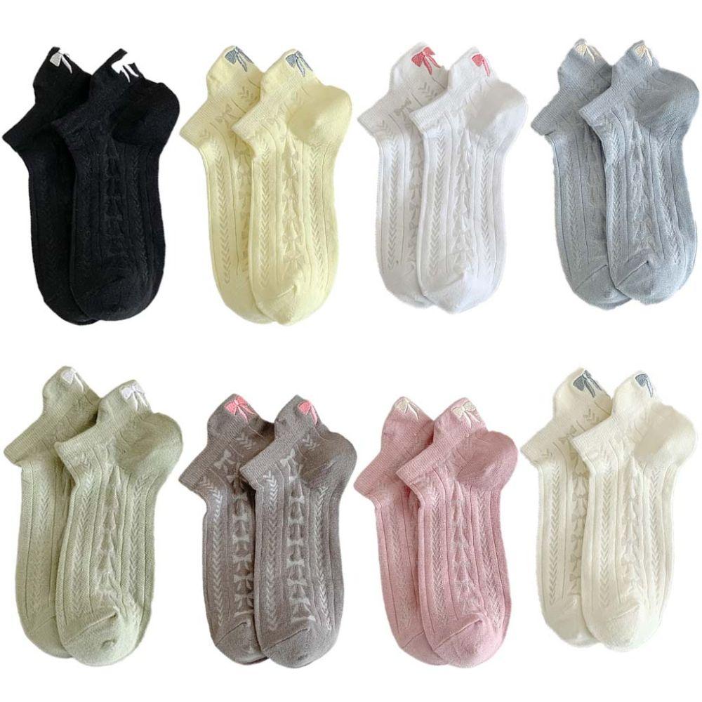 

Short Tube Mesh Embroidery Bowknot Socks Ballet Style Women s Bow Cotton Sock Casual Streetwear