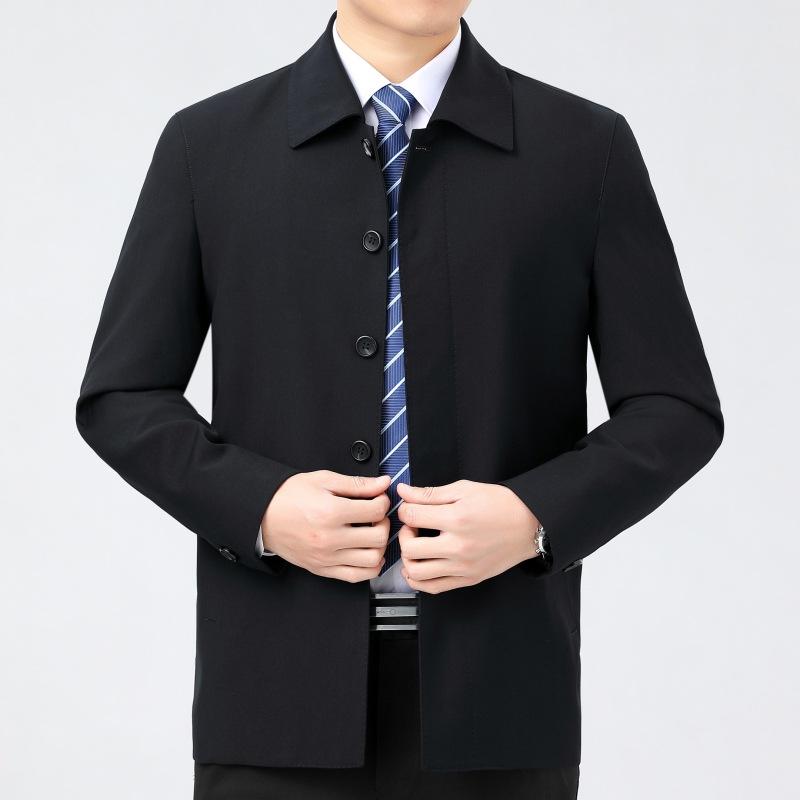 

High-end Jacket for Middle-aged Men, Dad s Lapel Wool Top, Autumn and Winter Leader Cadre Buttoned Wool Jacket 170