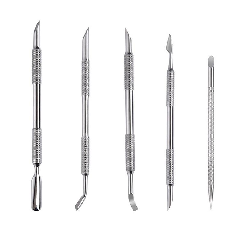 1Pcs Nail Art Dual End Stainless Steel Cuticle Pusher Spoon Dead Skin Removal