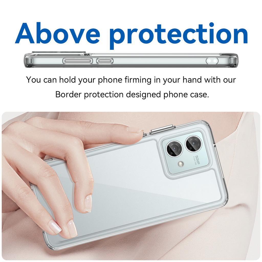 For Motorola Moto G84 5G Phone Case Electroplating Buttons Acrylic+TPU Cover (Big Rear Lens Hole)