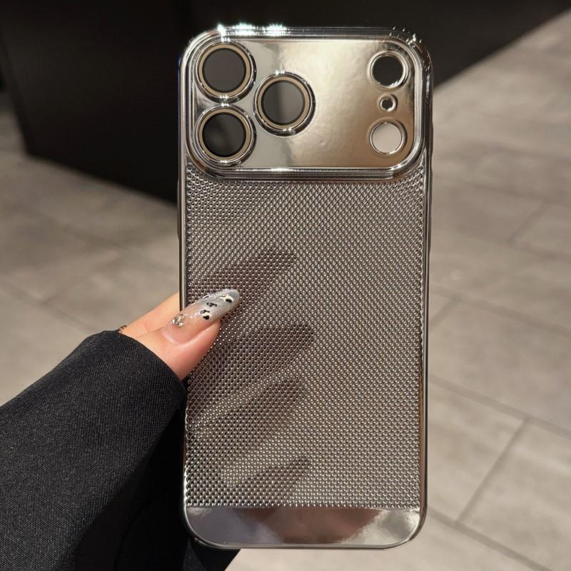 Plating Mesh Hole Heat Dissipation Soft Case for iPhone 17 Air 16 15 14 Plus 13 12 11 Pro Max Shockproof Silicone Cover