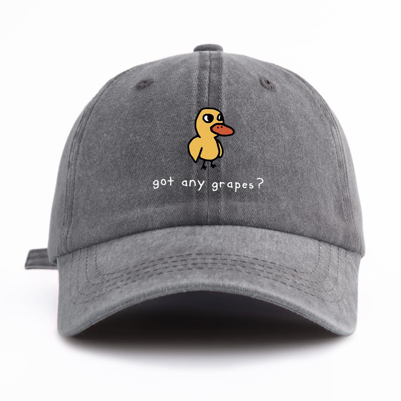 

1pc GOT ANY GRAPES Print Washed Baseball Cap for AdultsMinimalist Retro Style Casual Soft Adjustable Dad HatPerfect As Gift