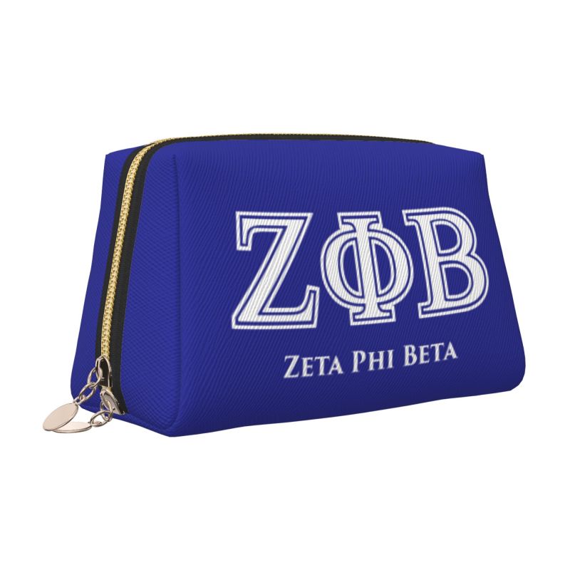 Zeta Phi Beta 1920 Print Leather Makeup Bag Women Large Travel Toiletry Pouch Cosmetic Bags Portable Storage Bag Gifts