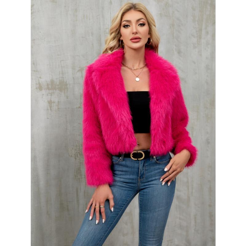 Winter Womens Fluffy Faux Fur Short Jacket Comfortable Daily Outerwear