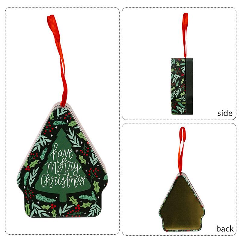 Christmas House Shape Xmas Atmosphere Christmas Decorations Chocolate Jar With Lanyard Cute Candy Box Kids 10.5x8.5x4cm