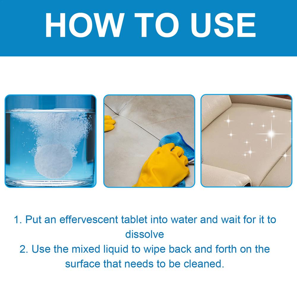 Multi-Surface Cleaner Stain Remover Effervescent Cleaning Tablet Deep Cleaning For Fabrics Sofas Curtains & Leather Materials